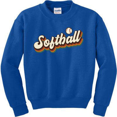 Retro Softball Graphic Softball Gift Kids Sweatshirt