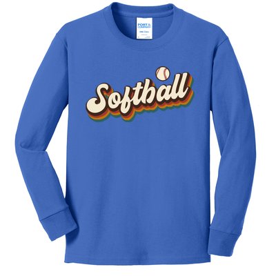 Retro Softball Graphic Softball Gift Kids Long Sleeve Shirt