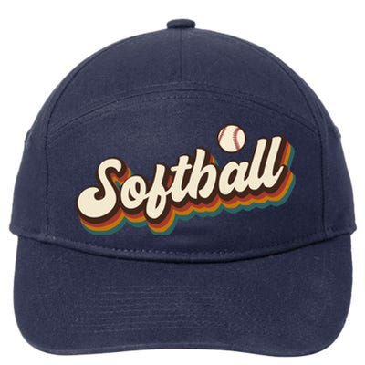 Retro Softball Graphic Softball Gift 7-Panel Snapback Hat