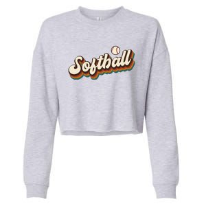 Retro Softball Graphic Softball Gift Cropped Pullover Crew