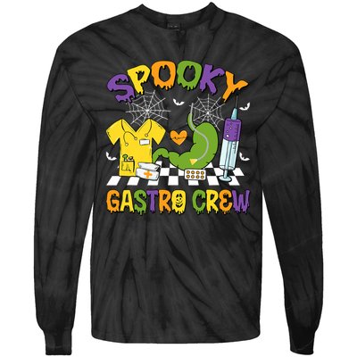 Retro Spooky Gastro Crew Gastro Nurse Halloween Tie-Dye Long Sleeve Shirt