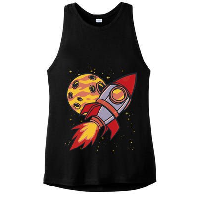 Rocket Spaceship Galaxy Retro Ladies PosiCharge Tri-Blend Wicking Tank