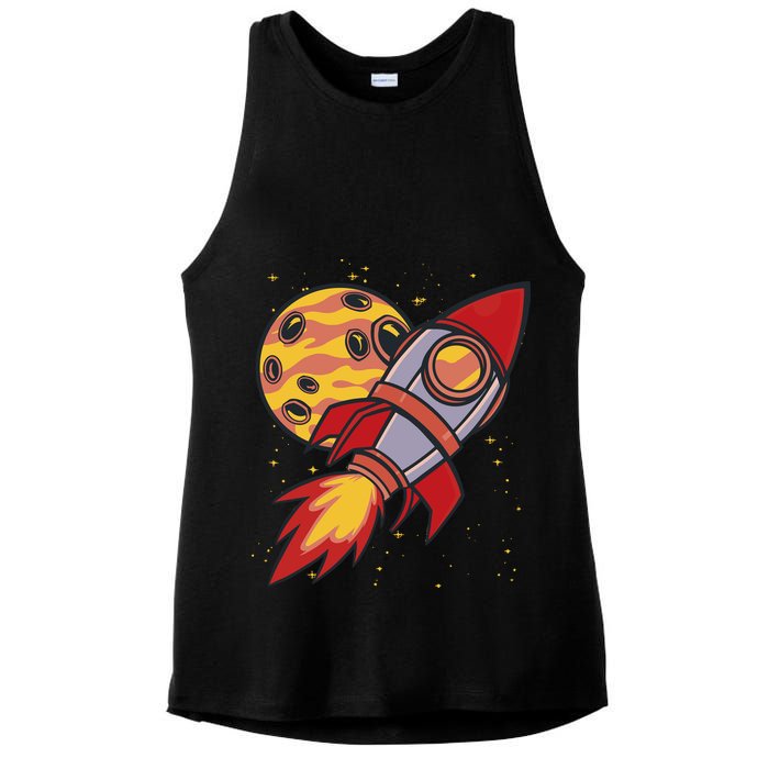 Rocket Spaceship Galaxy Retro Ladies PosiCharge Tri-Blend Wicking Tank