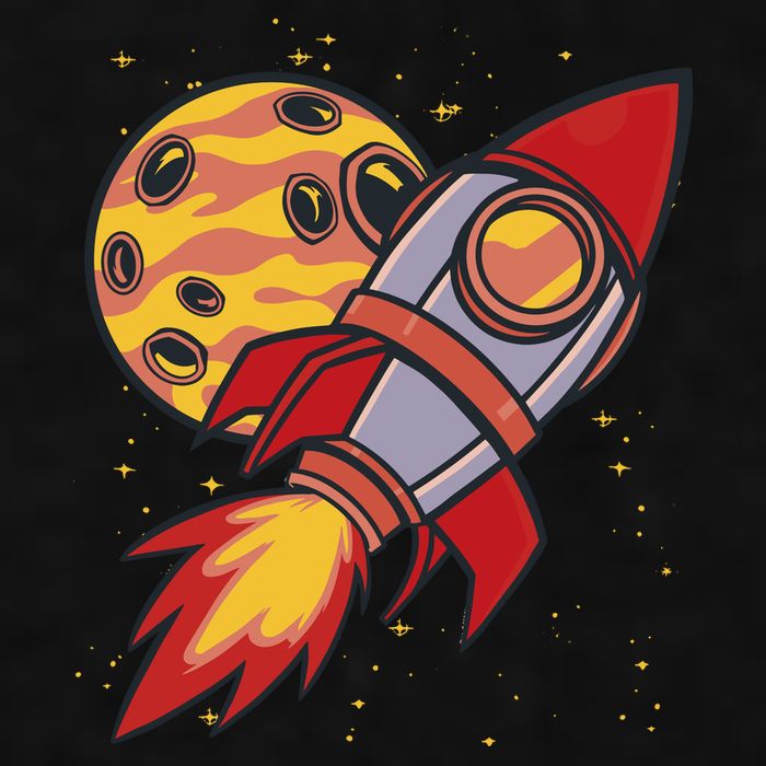 Rocket Spaceship Galaxy Retro Ladies PosiCharge Tri-Blend Wicking Tank
