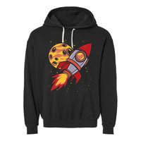 Rocket Spaceship Galaxy Retro Garment-Dyed Fleece Hoodie