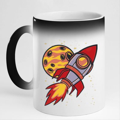 Rocket Spaceship Galaxy Retro 11oz Black Color Changing Mug