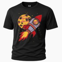 Rocket Spaceship Galaxy Retro Cooling Performance Crew T-Shirt