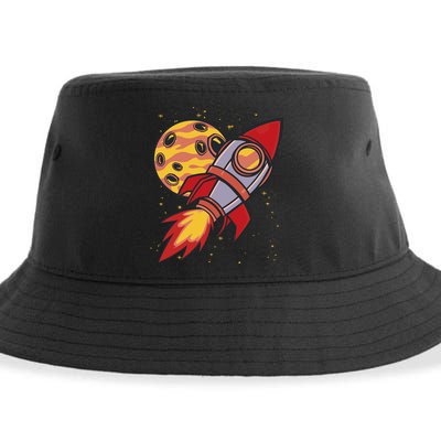 Rocket Spaceship Galaxy Retro Sustainable Bucket Hat