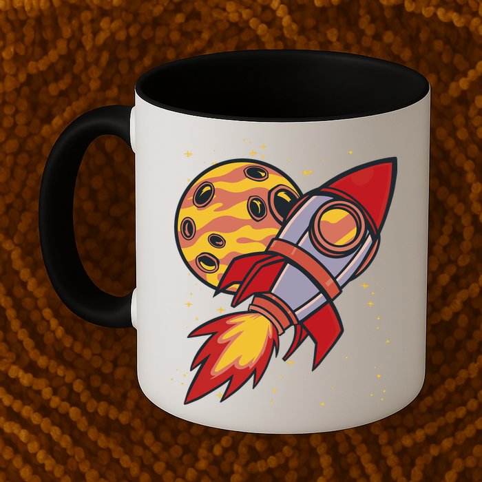Rocket Spaceship Galaxy Retro Mug