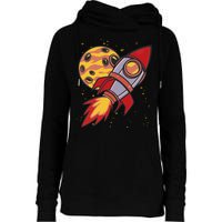 Rocket Spaceship Galaxy Retro Womens Funnel Neck Pullover Hood