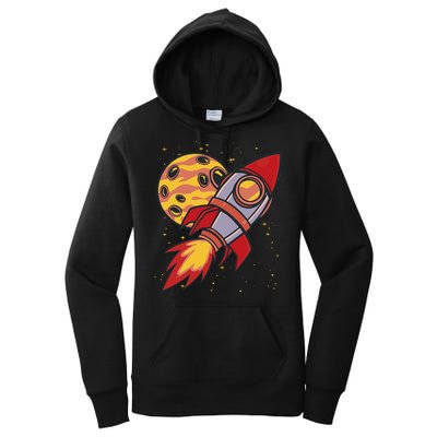 Rocket Spaceship Galaxy Retro Women's Pullover Hoodie