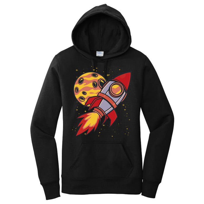 Rocket Spaceship Galaxy Retro Women's Pullover Hoodie