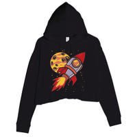 Rocket Spaceship Galaxy Retro Crop Fleece Hoodie