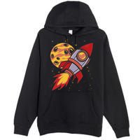 Rocket Spaceship Galaxy Retro Premium Pullover Hoodie