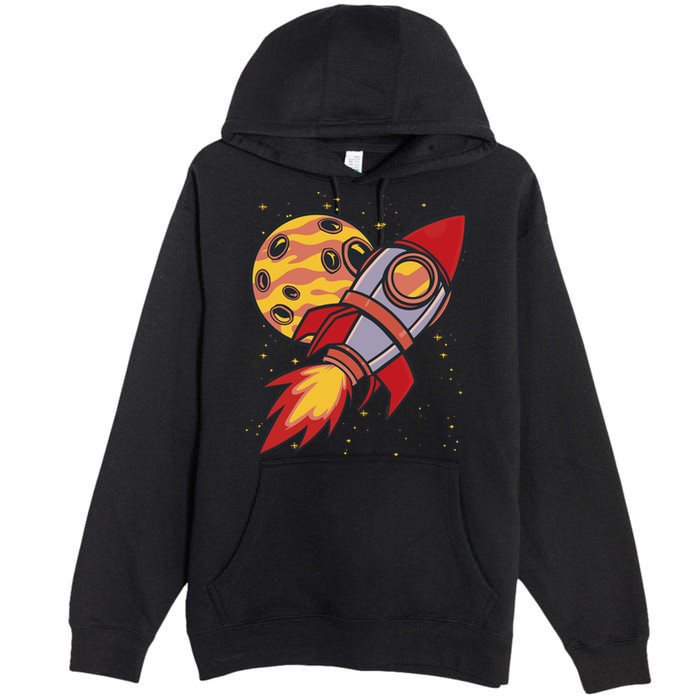 Rocket Spaceship Galaxy Retro Premium Pullover Hoodie