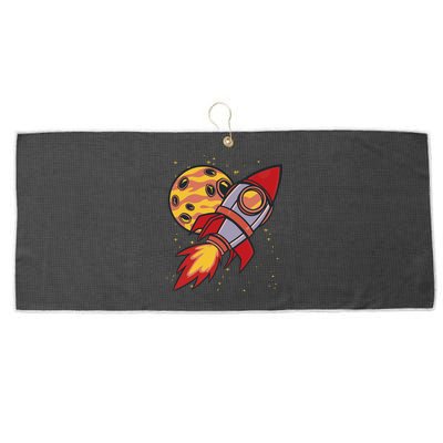 Rocket Spaceship Galaxy Retro Large Microfiber Waffle Golf Towel
