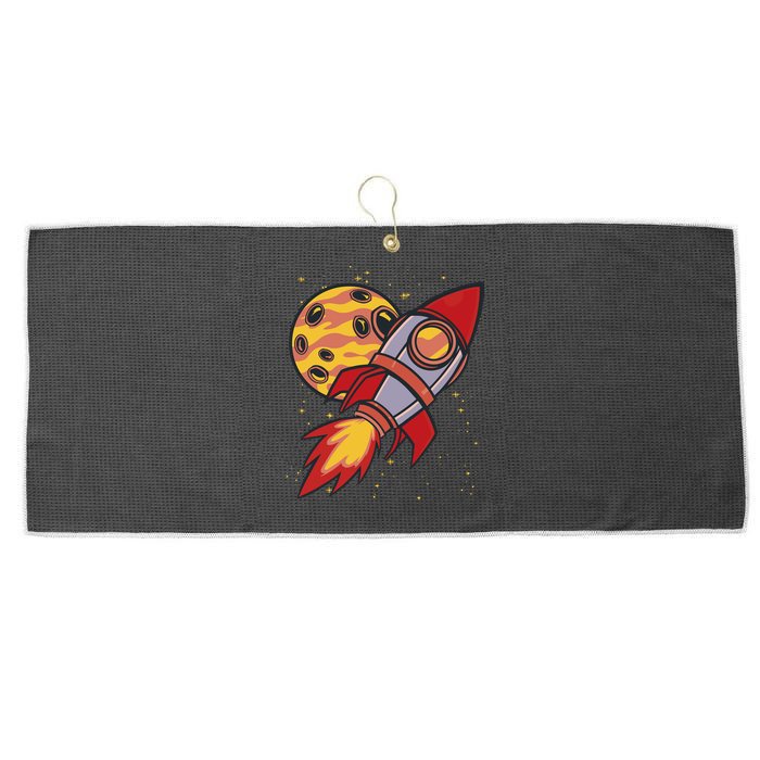 Rocket Spaceship Galaxy Retro Large Microfiber Waffle Golf Towel