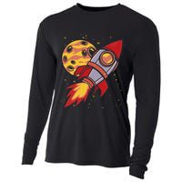 Rocket Spaceship Galaxy Retro Cooling Performance Long Sleeve Crew