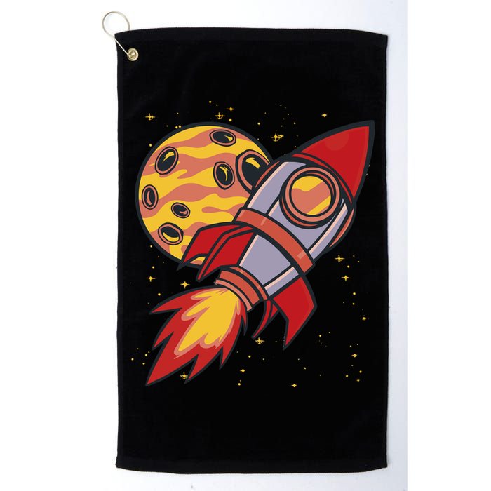 Rocket Spaceship Galaxy Retro Golf Towel
