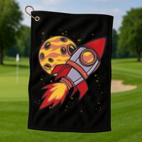 Rocket Spaceship Galaxy Retro Golf Towel
