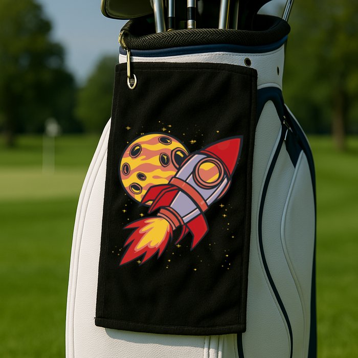 Rocket Spaceship Galaxy Retro Golf Towel