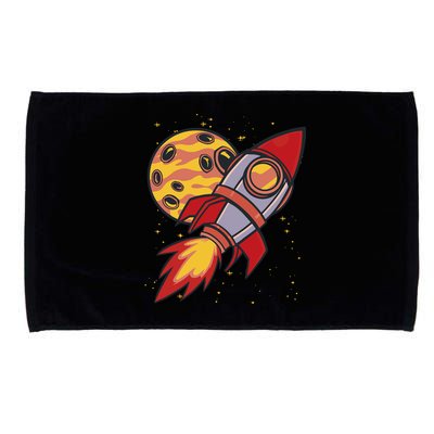 Rocket Spaceship Galaxy Retro Microfiber Hand Towel
