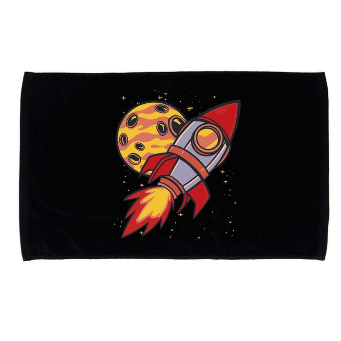 Rocket Spaceship Galaxy Retro Microfiber Hand Towel