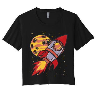 Rocket Spaceship Galaxy Retro Crop Top