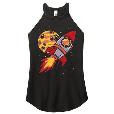 Rocket Spaceship Galaxy Retro Women's Perfect Tri Rocker Tank