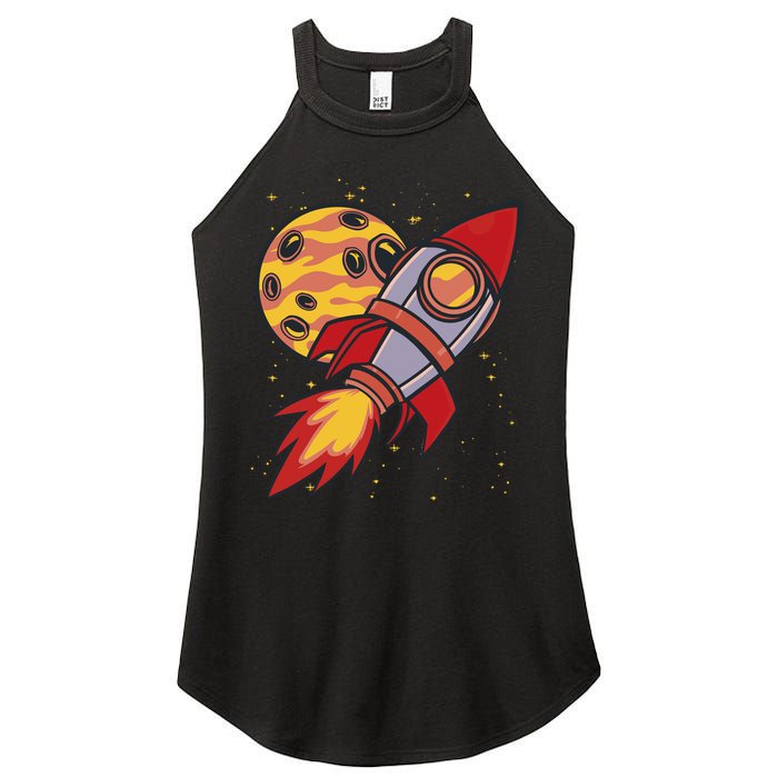 Rocket Spaceship Galaxy Retro Women's Perfect Tri Rocker Tank