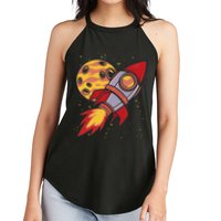 Rocket Spaceship Galaxy Retro Women's Perfect Tri Rocker Tank