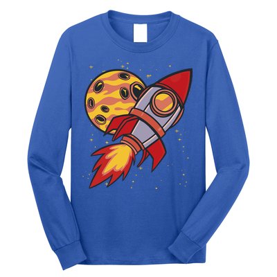 Rocket Spaceship Galaxy Retro Long Sleeve Shirt