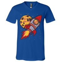 Rocket Spaceship Galaxy Retro V-Neck T-Shirt