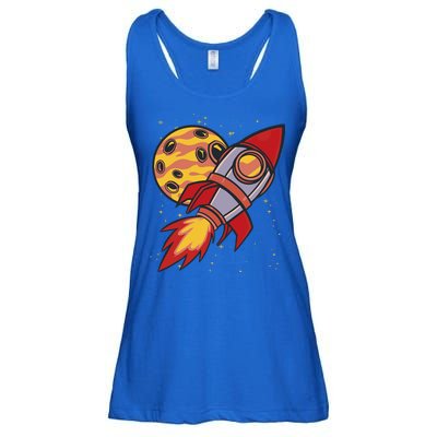 Rocket Spaceship Galaxy Retro Ladies Essential Flowy Tank