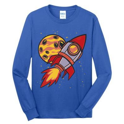 Rocket Spaceship Galaxy Retro Tall Long Sleeve T-Shirt