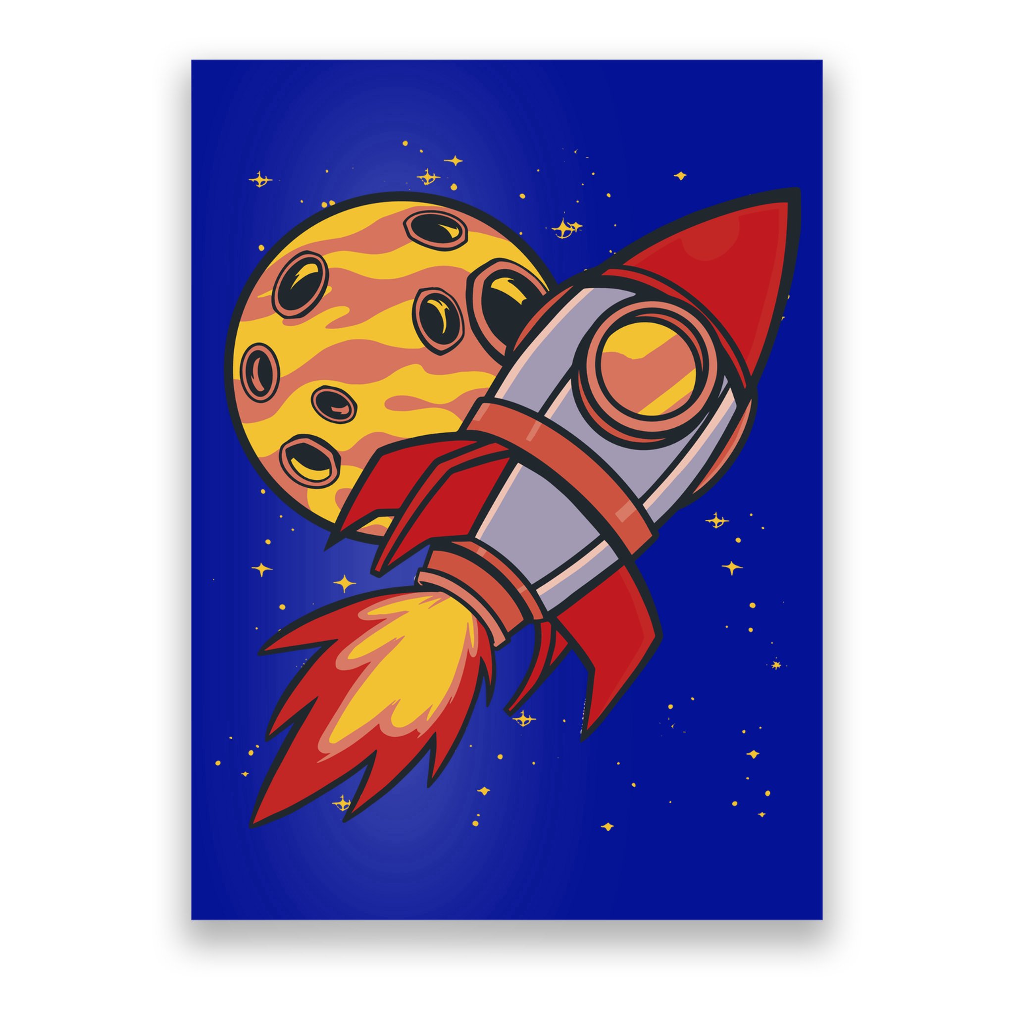 Rocket Spaceship Galaxy Retro Poster
