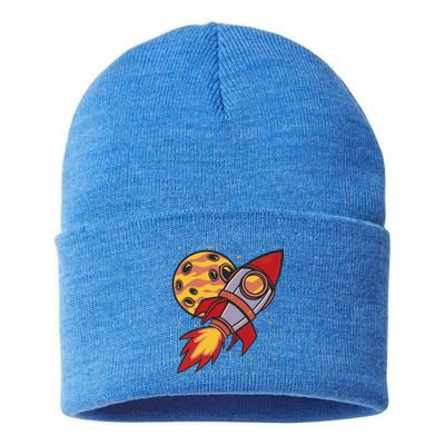 Rocket Spaceship Galaxy Retro Sustainable Knit Beanie