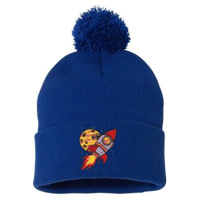 Rocket Spaceship Galaxy Retro Pom Pom 12in Knit Beanie