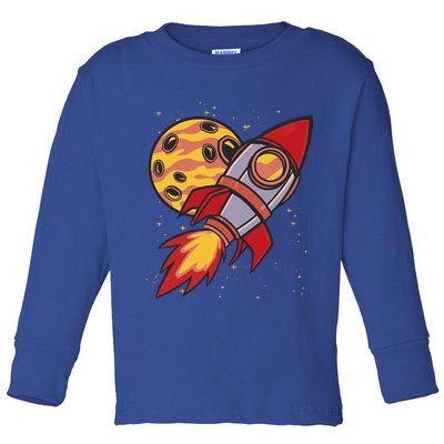 Rocket Spaceship Galaxy Retro Toddler Long Sleeve Shirt