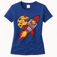 Rocket Spaceship Galaxy Retro Womens T-Shirt