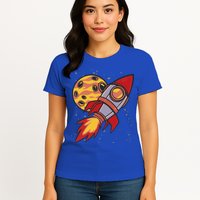 Rocket Spaceship Galaxy Retro Womens T-Shirt