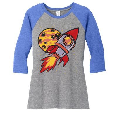 Rocket Spaceship Galaxy Retro Women's Tri-Blend 3/4-Sleeve Raglan Shirt