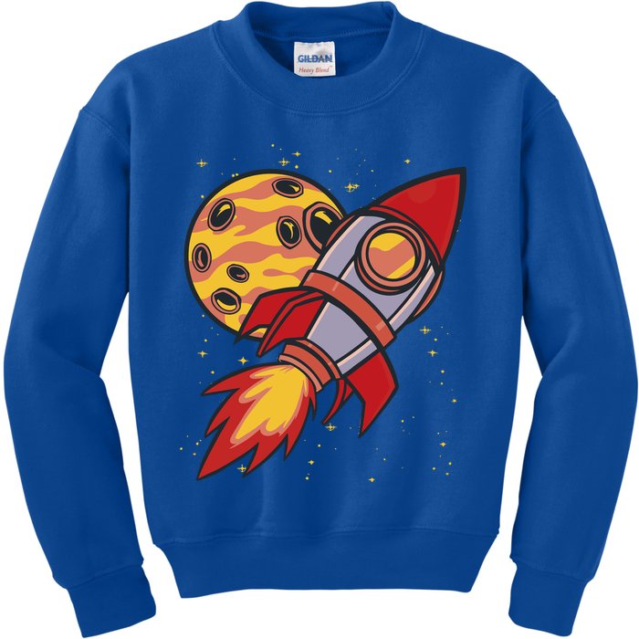 Rocket Spaceship Galaxy Retro Kids Sweatshirt