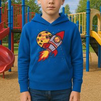 Rocket Spaceship Galaxy Retro Kids Hoodie