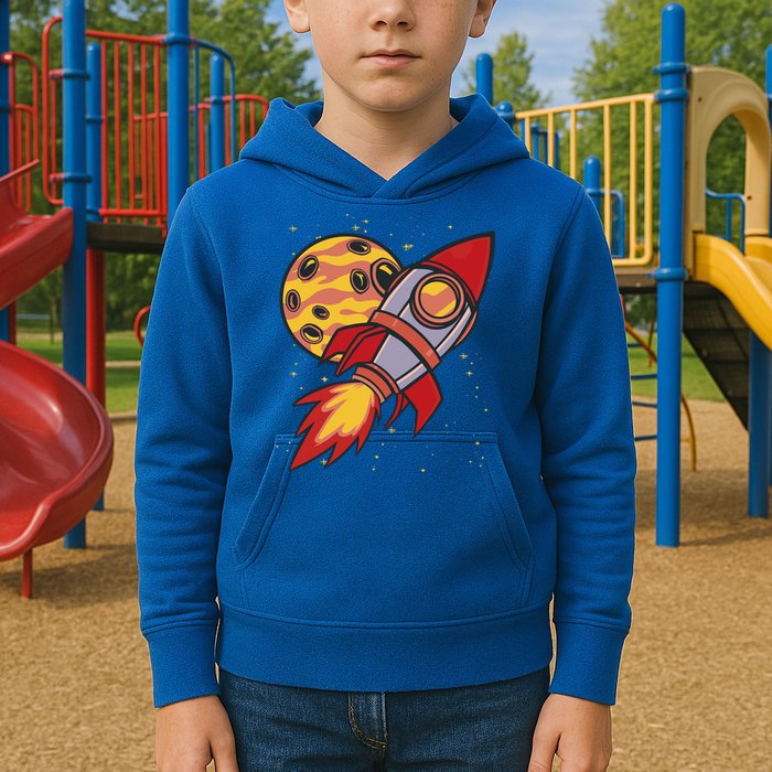Rocket Spaceship Galaxy Retro Kids Hoodie