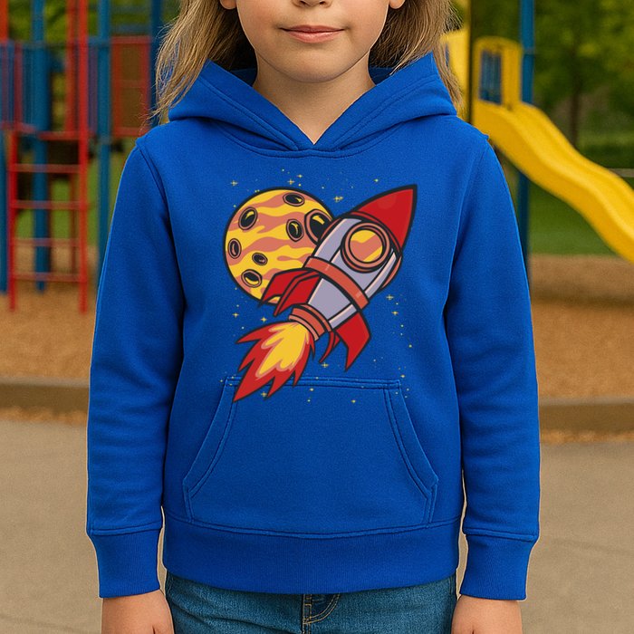 Rocket Spaceship Galaxy Retro Kids Hoodie