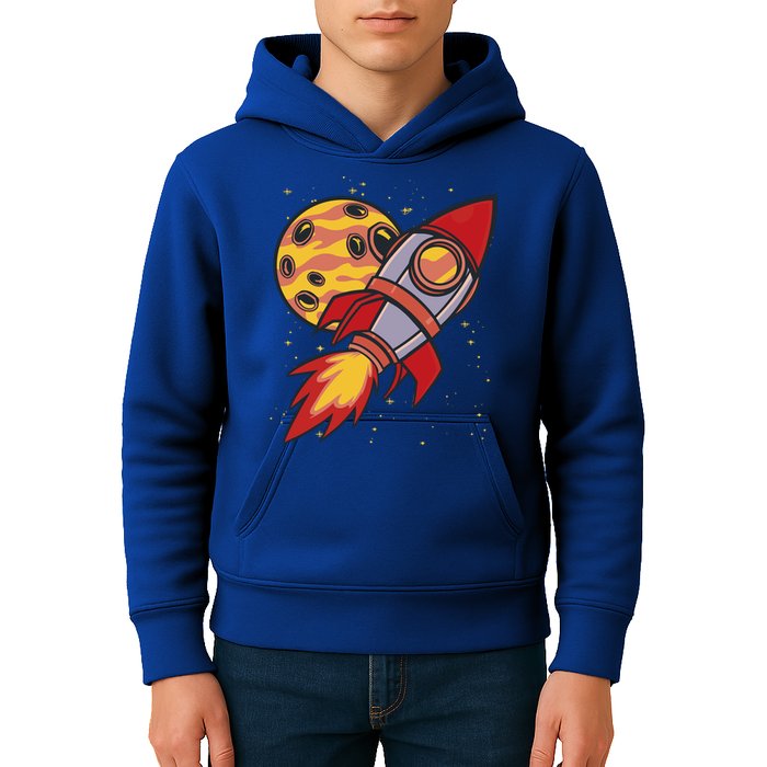 Rocket Spaceship Galaxy Retro Kids Hoodie