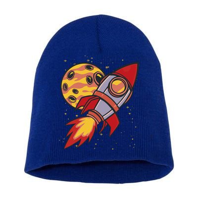Rocket Spaceship Galaxy Retro Short Acrylic Beanie