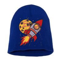 Rocket Spaceship Galaxy Retro Short Acrylic Beanie