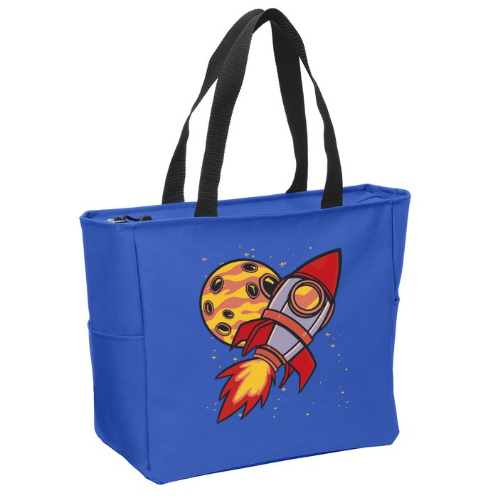 Rocket Spaceship Galaxy Retro Zip Tote Bag